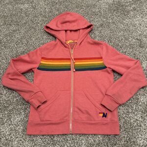 Aviator Nation  5 Stripe Pink Full Zip Hoodie Women’s Size XS USA Made